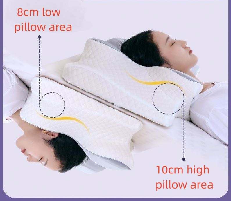 Ergonomic Cervical Pillow For Sleeping showing 8cm low and 10cm high contour areas for neck support.