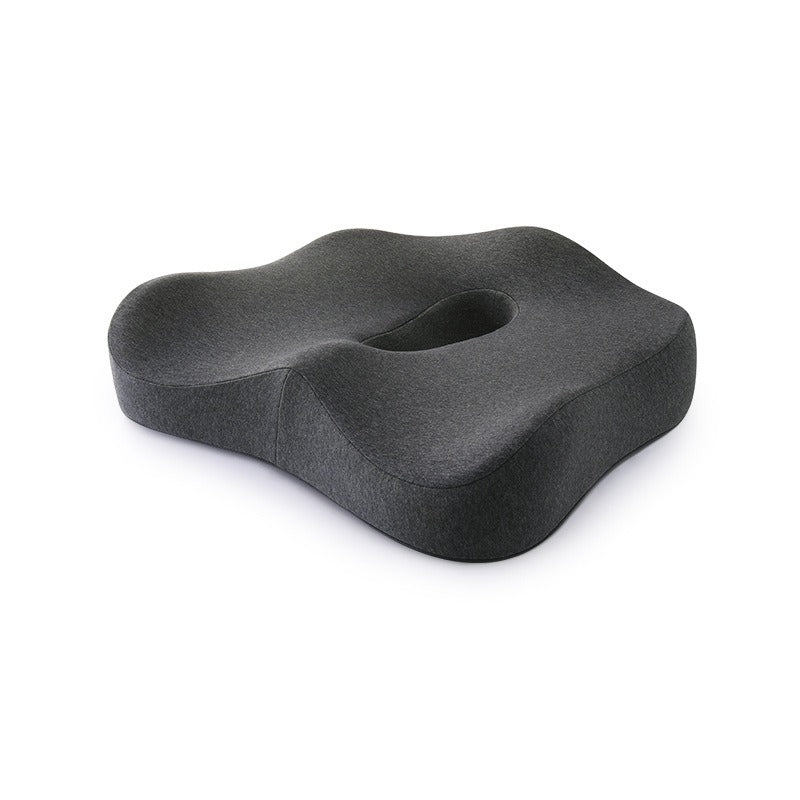 Cloud seat cushion office minimalist memory cotton in dark gray color with ergonomic design and cut-out for comfort.